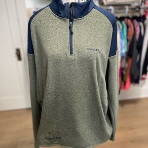 Craft Men's Zip-Up Sweater in Olive and Navy